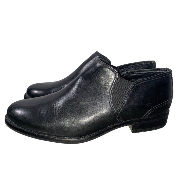 L.L. Bean Womens Black Leather ankle boots preppy neutral Slip-On Shoes Size 7.5 - Picture 1 of 10